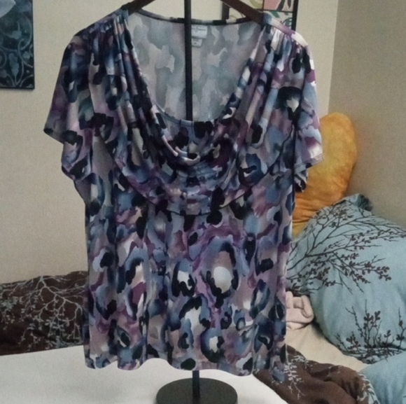 Jaclyn Smith Tops - Jaclyn Smith Purple and Blue Cowl Neck Blouse